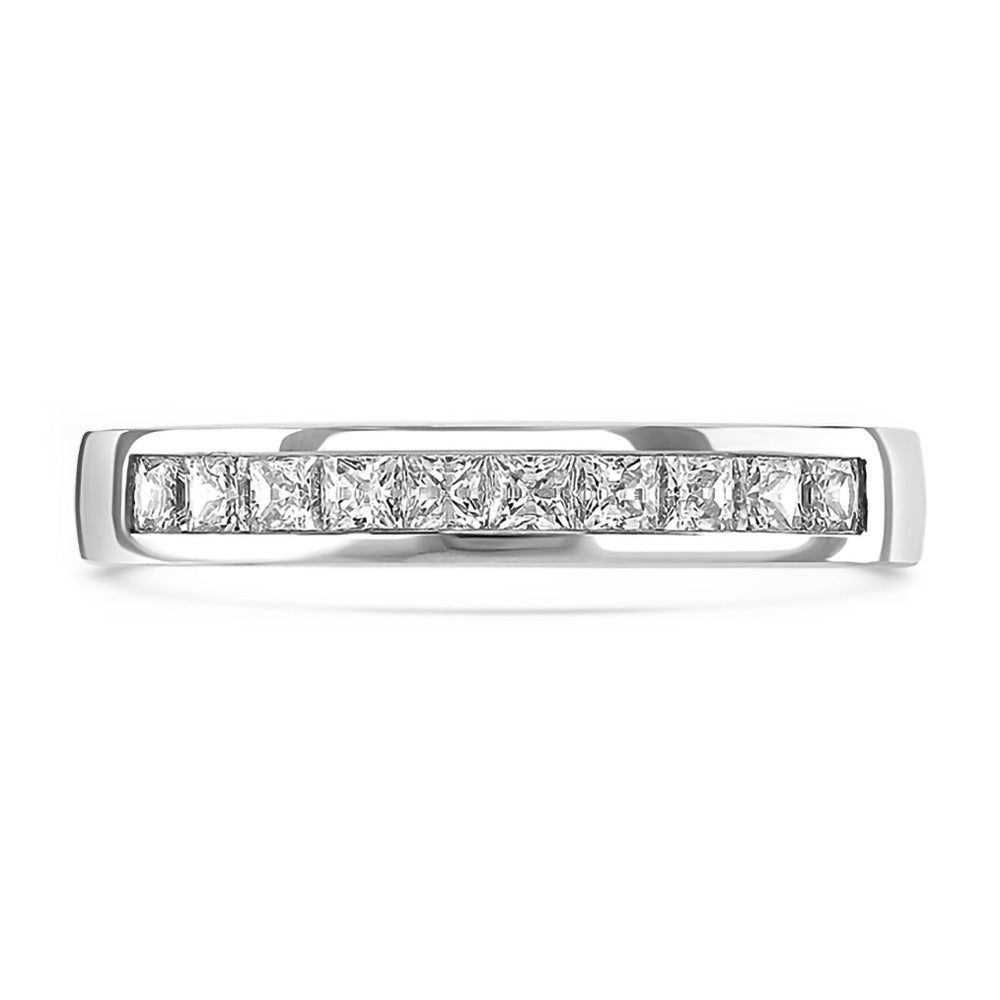Platinum 0.50ct Princess Cut Diamond Channel Set Half Eternity Ring