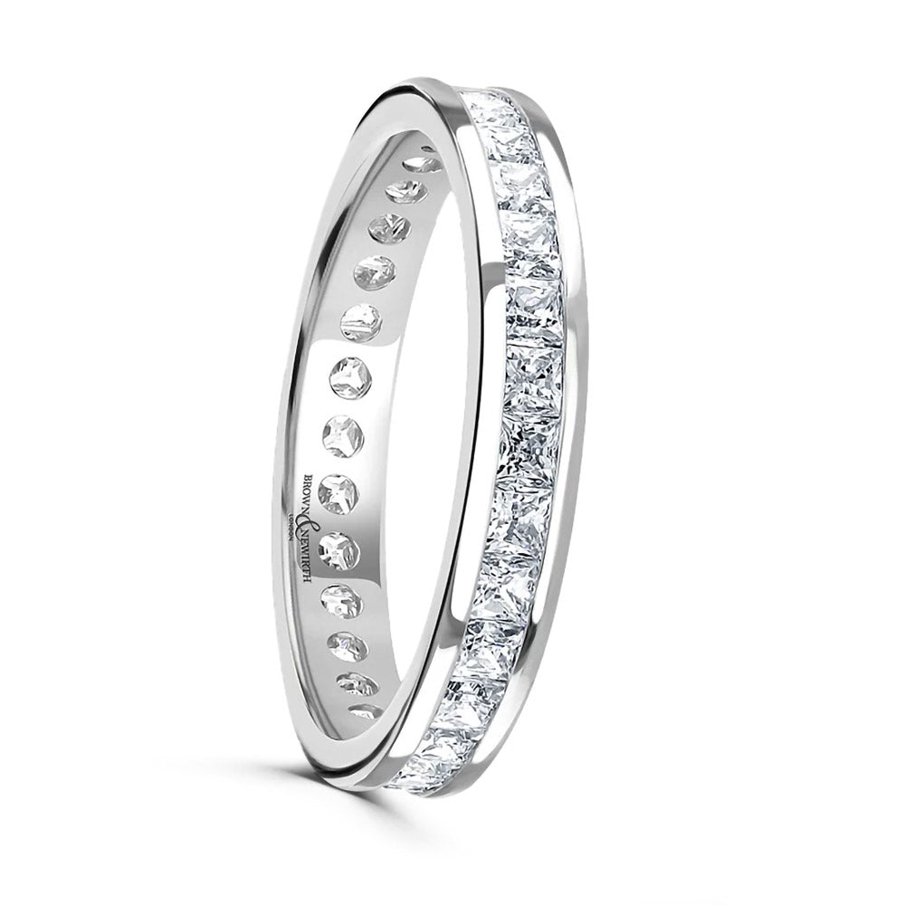 Platinum 1.00ct Princess Cut Diamond Channel Set Full Eternity Ring