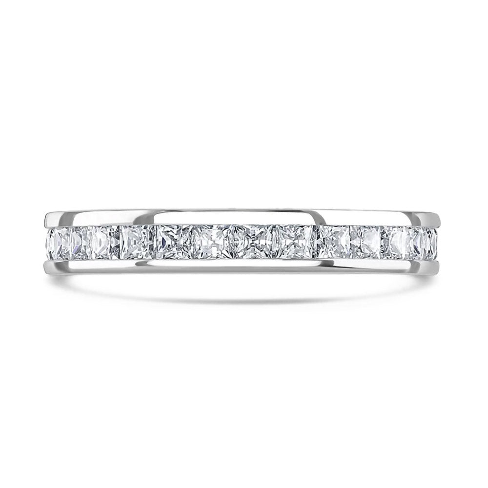 Platinum 1.00ct Princess Cut Diamond Channel Set Full Eternity Ring