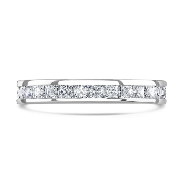Platinum 1.00ct Princess Cut Diamond Channel Set Full Eternity Ring