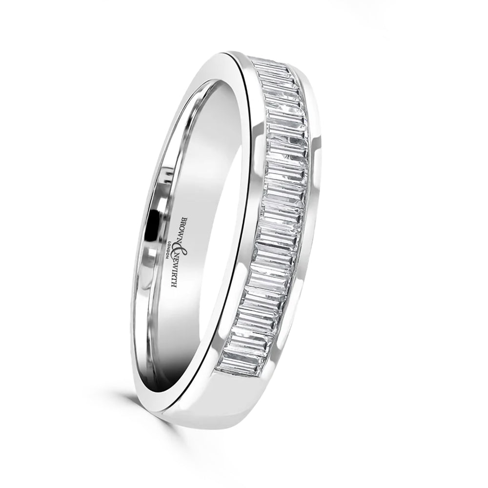 Platinum 0.20ct Baguette Cut Diamond Channel Set Half Eternity Ring