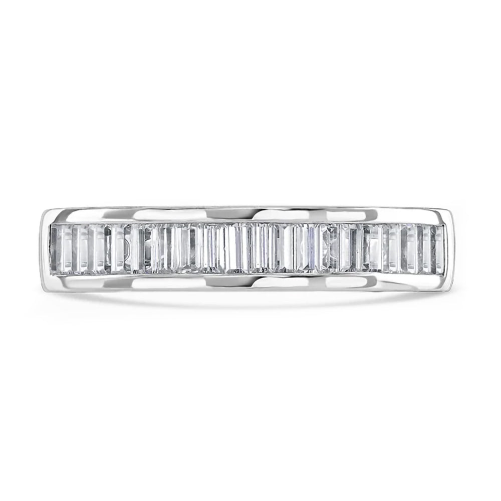 Platinum 0.20ct Baguette Cut Diamond Channel Set Half Eternity Ring