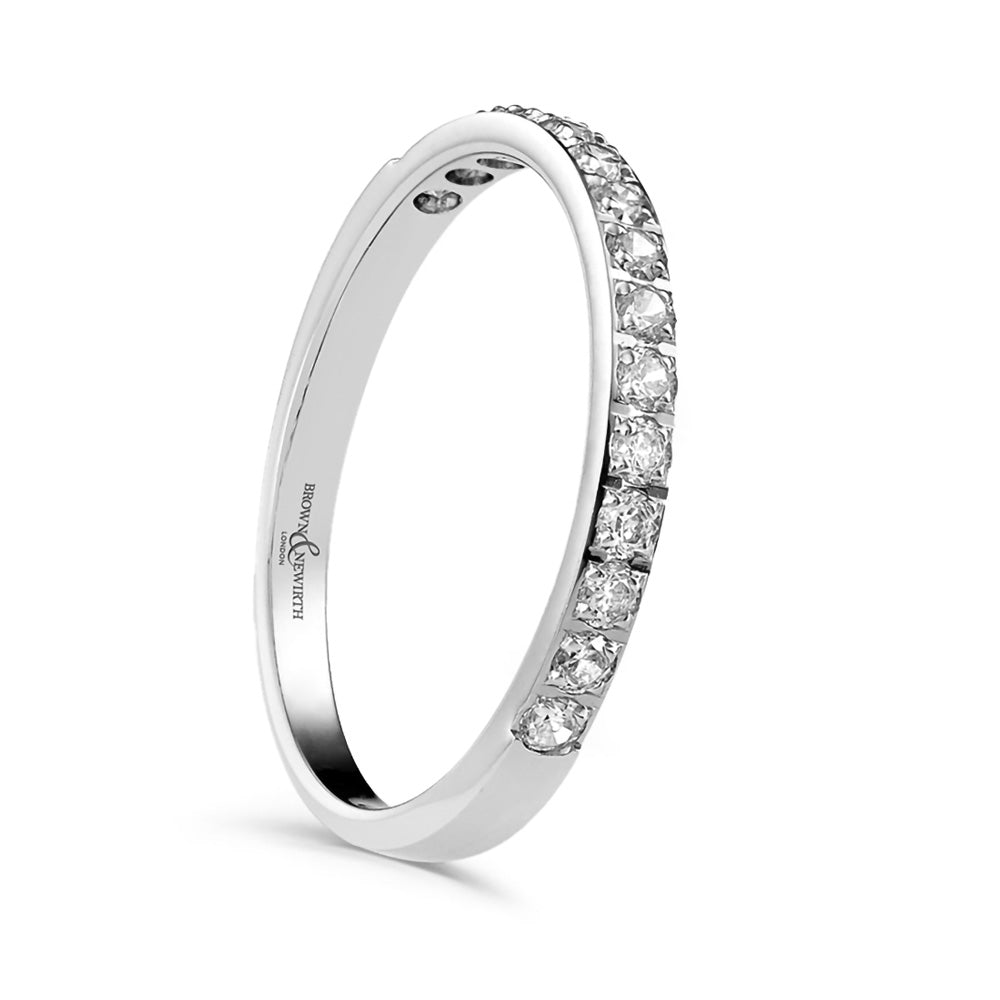 Platinum 0.25ct Round Brilliant Cut Diamond Grain Set Half Eternity Ring