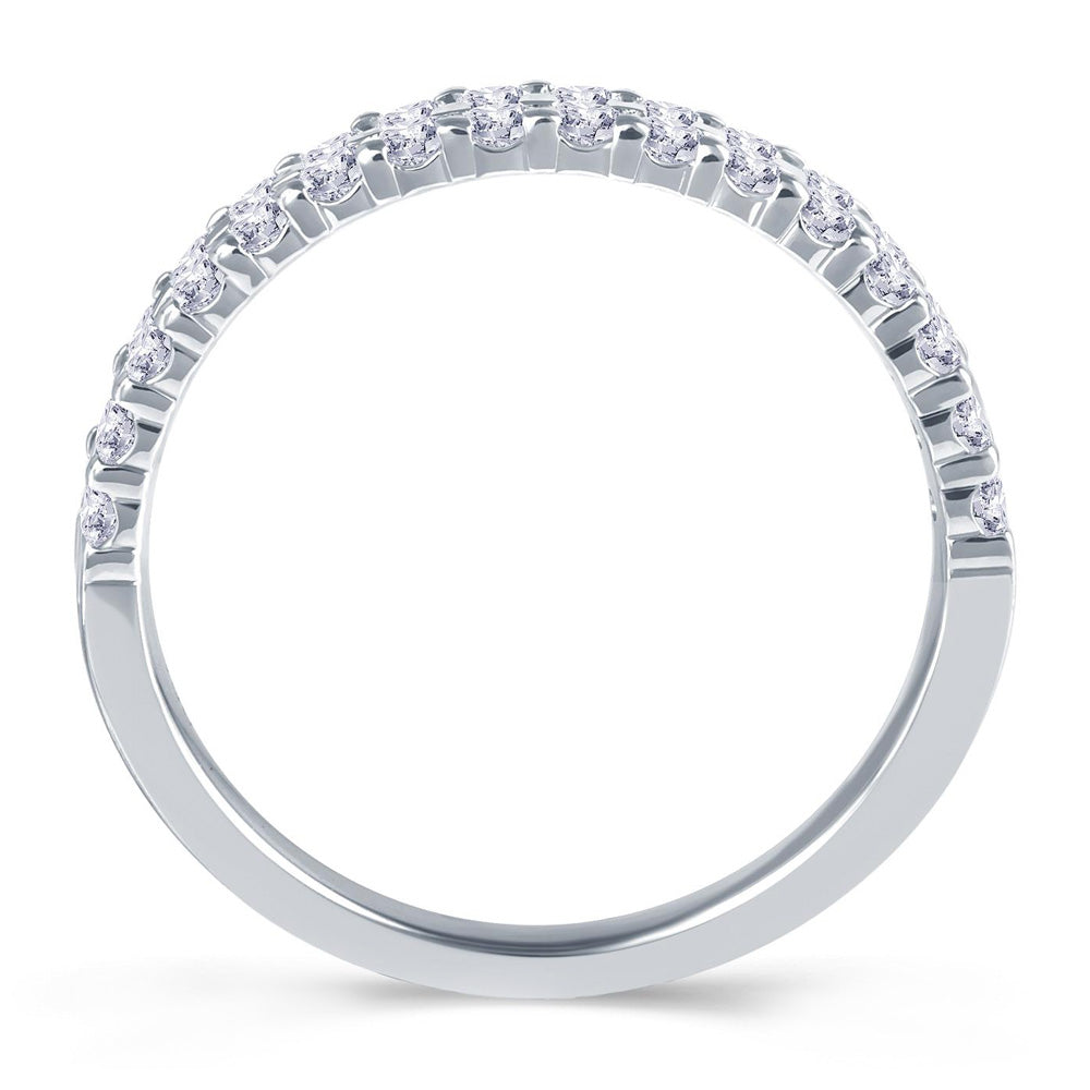 Platinum 0.50ct Round Brilliant Cut Diamond Double Row Claw Set Half Eternity Ring