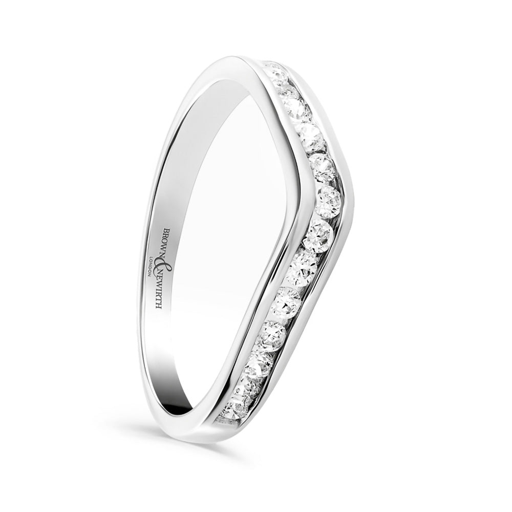 Platinum 0.33ct Round Brilliant Cut Diamond Channel Set Shaped Half Eternity Ring