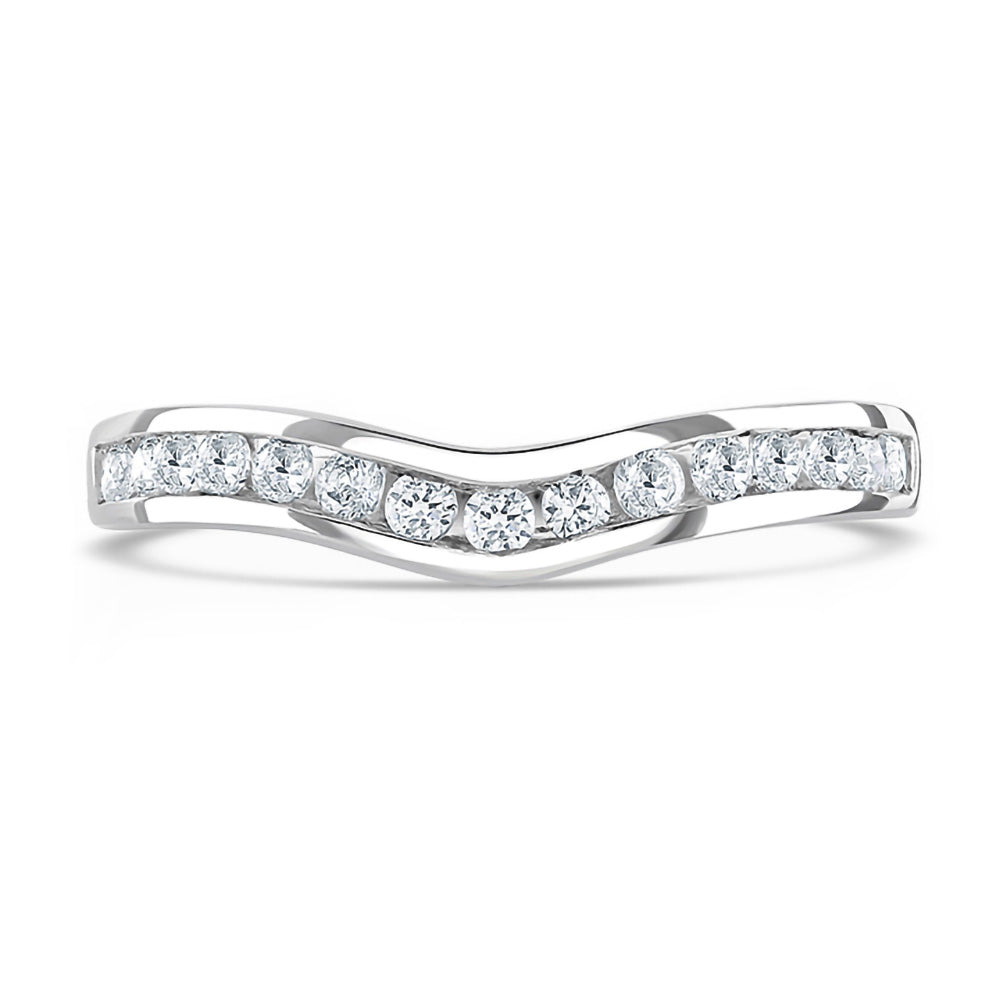 Platinum 0.33ct Round Brilliant Cut Diamond Channel Set Shaped Half Eternity Ring