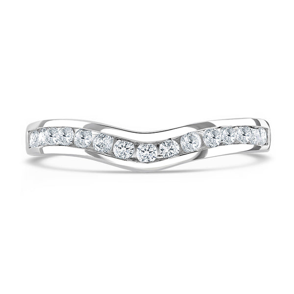 Platinum 0.33ct Round Brilliant Cut Diamond Channel Set Shaped Half Eternity Ring