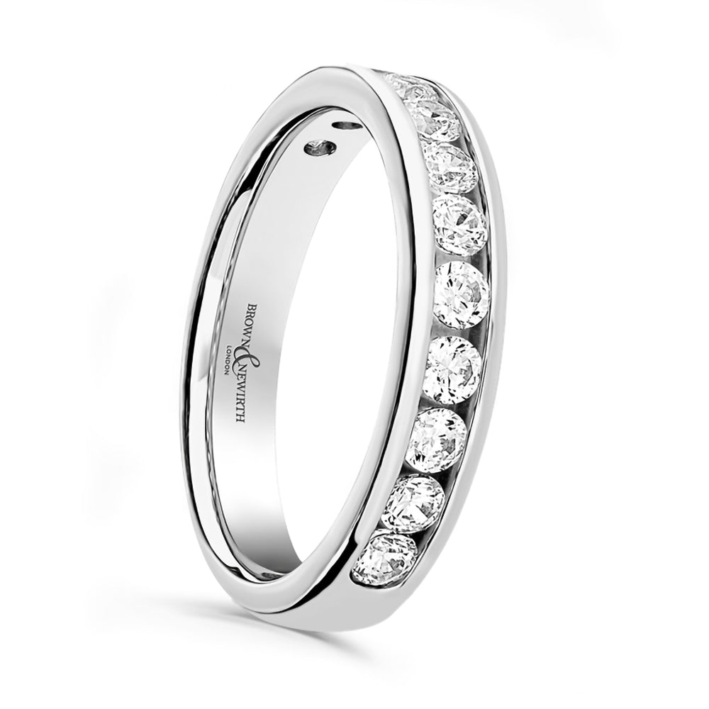 Platinum 0.75ct Round Brilliant Cut Diamond Channel Set Half Eternity Ring