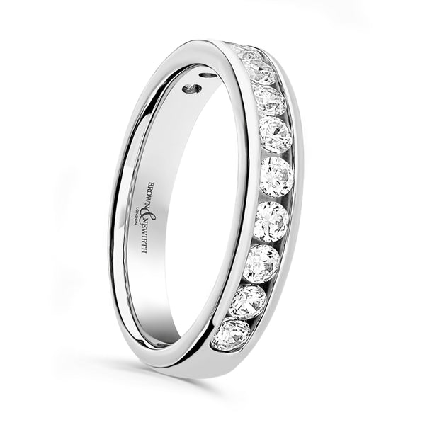 Platinum 0.75ct Round Brilliant Cut Diamond Channel Set Half Eternity Ring