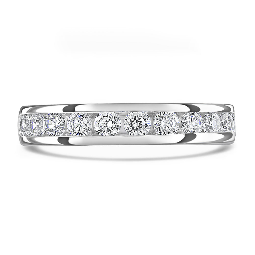 Platinum 0.75ct Round Brilliant Cut Diamond Channel Set Half Eternity Ring