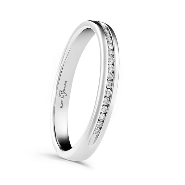 Platinum 0.07ct Round Brilliant Cut Diamond Channel Set Half Eternity Ring