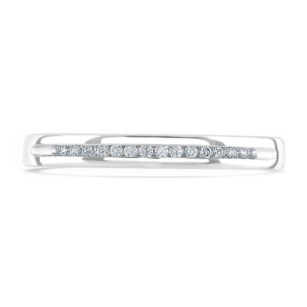 Platinum 0.07ct Round Brilliant Cut Diamond Channel Set Half Eternity Ring