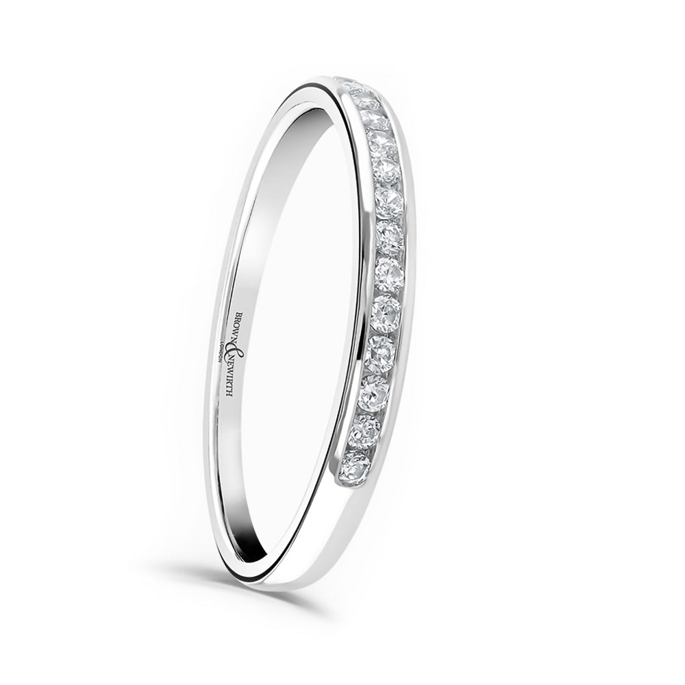 Platinum 0.15ct Round Brilliant Cut Diamond Channel Set Half Eternity Ring