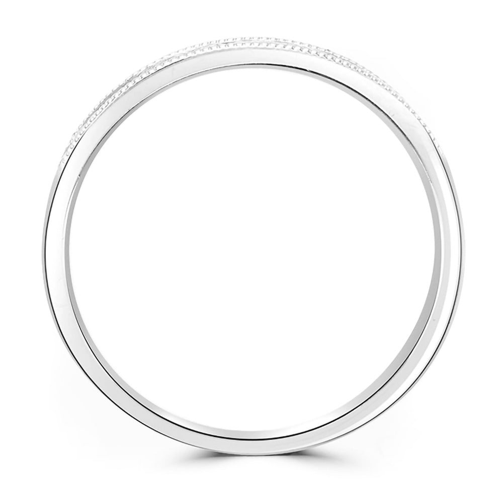 Platinum 0.20ct Round Brilliant Cut Diamond Channel Set Half Eternity Ring With Millgrain Detailing