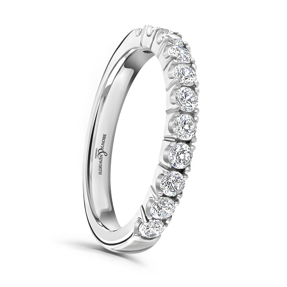 Platinum 0.50ct Round Brilliant Cut Diamond Claw Set Half Eternity Ring
