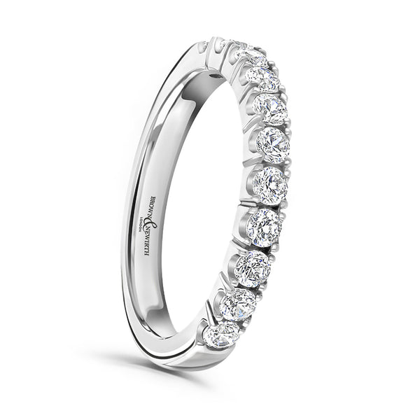 Platinum 0.50ct Round Brilliant Cut Diamond Claw Set Half Eternity Ring