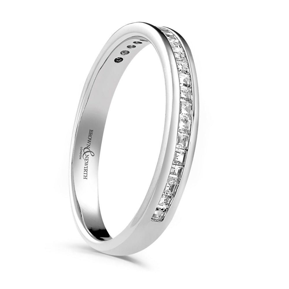 Platinum 0.20ct Princess Cut Diamond Channel Set Half Eternity Ring