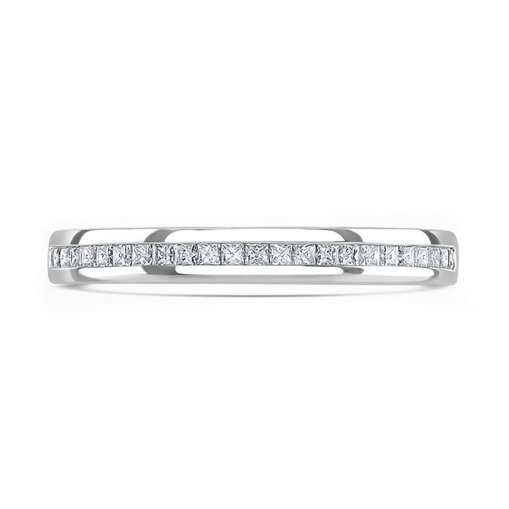 Platinum 0.20ct Princess Cut Diamond Channel Set Half Eternity Ring