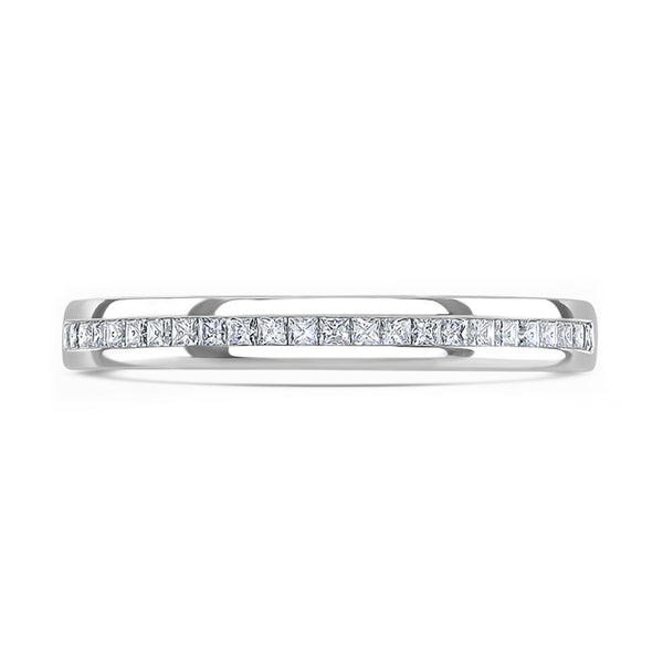Platinum 0.20ct Princess Cut Diamond Channel Set Half Eternity Ring