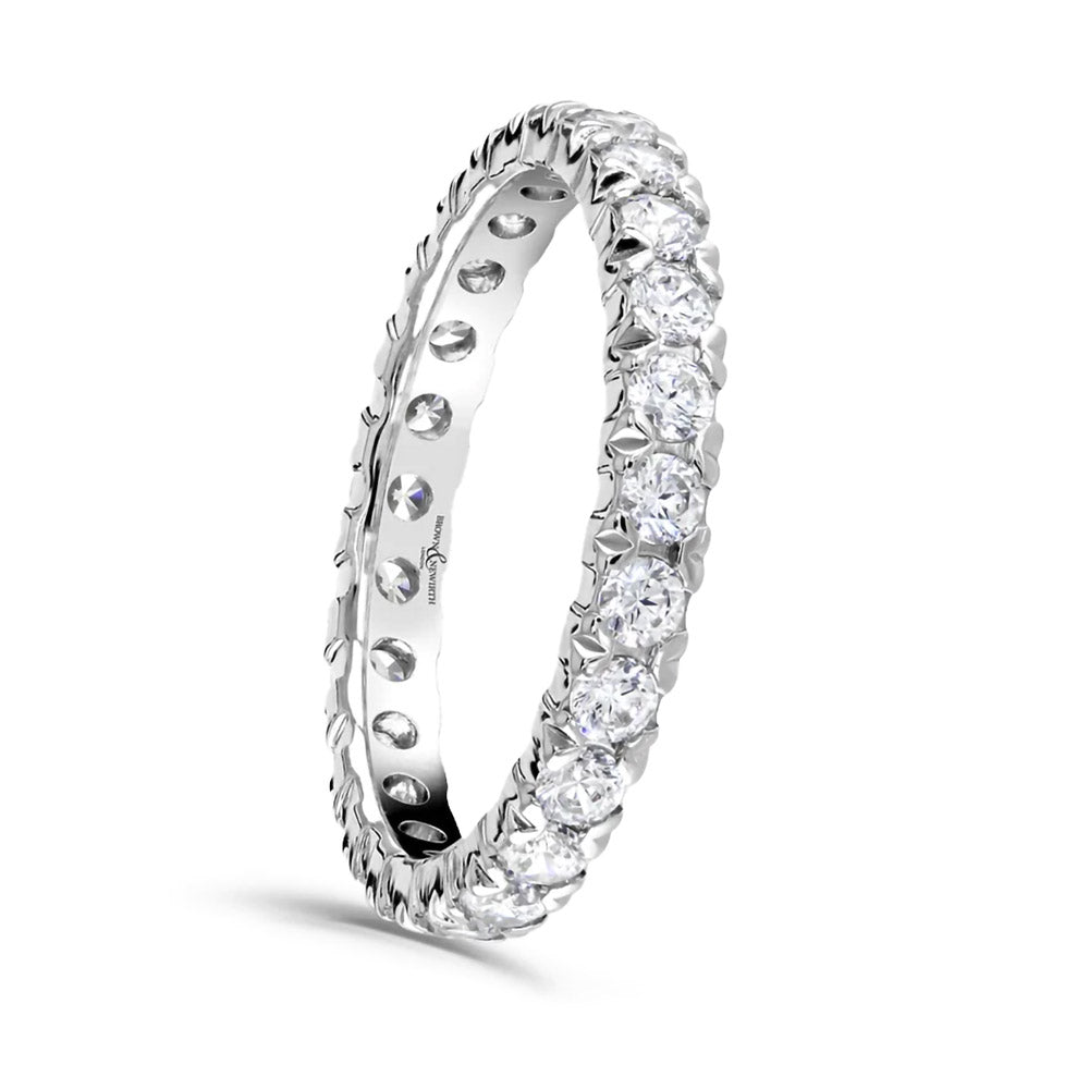 Platinum 0.75ct Round Brilliant Cut Diamond Claw Set Full Eternity Ring