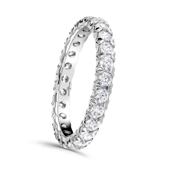Platinum 0.75ct Round Brilliant Cut Diamond Claw Set Full Eternity Ring