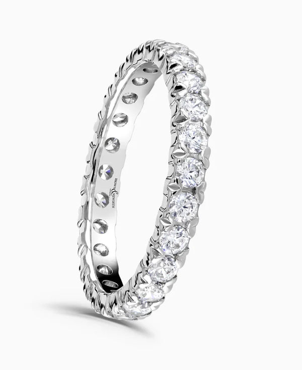 Platinum 0.75ct Round Brilliant Cut Diamond Claw Set Full Eternity Ring