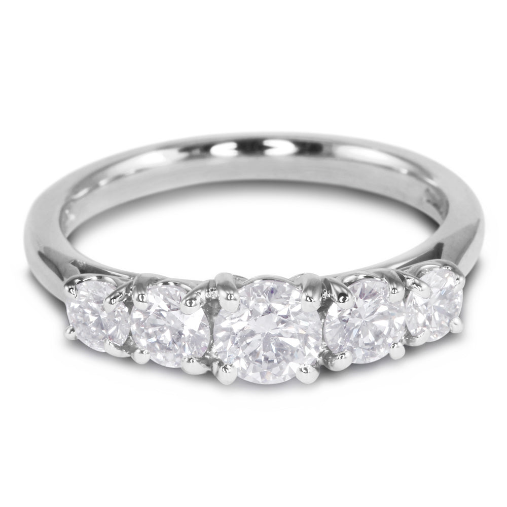 Platinum 1.00ct Five Diamond Graduated Eternity Ring