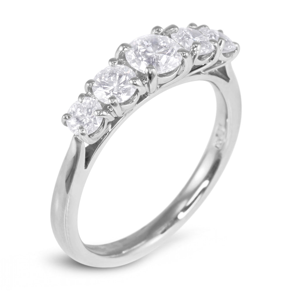 Platinum 1.00ct Five Diamond Graduated Eternity Ring