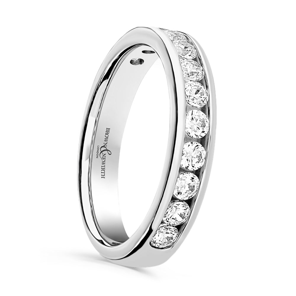 Platinum 1.00ct Round Brilliant Cut Diamond Channel Set Half Eternity Ring
