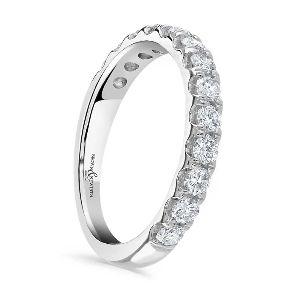 Platinum 0.75ct Round Brilliant Cut Diamond Claw Set Half Eternity Ring