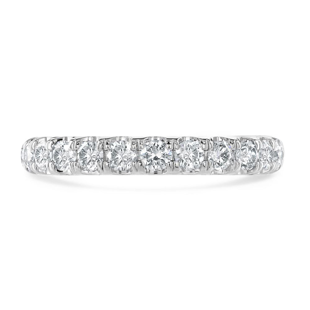 Platinum 0.75ct Round Brilliant Cut Diamond Claw Set Half Eternity Ring