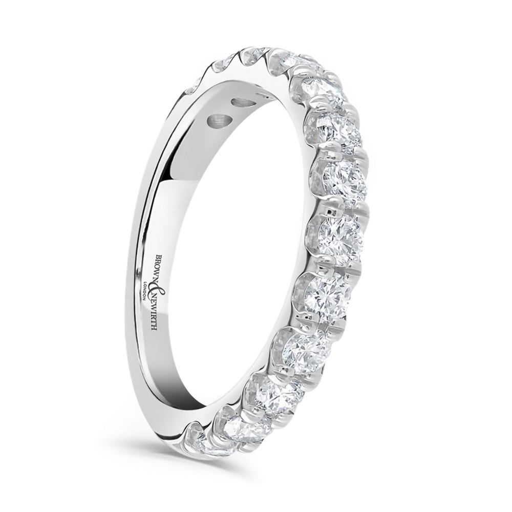 Platinum 1.00ct Round Brilliant Cut Diamond Claw Set Half Eternity Ring