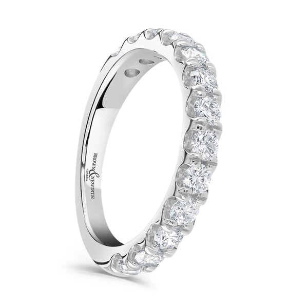 Platinum 1.00ct Round Brilliant Cut Diamond Claw Set Half Eternity Ring