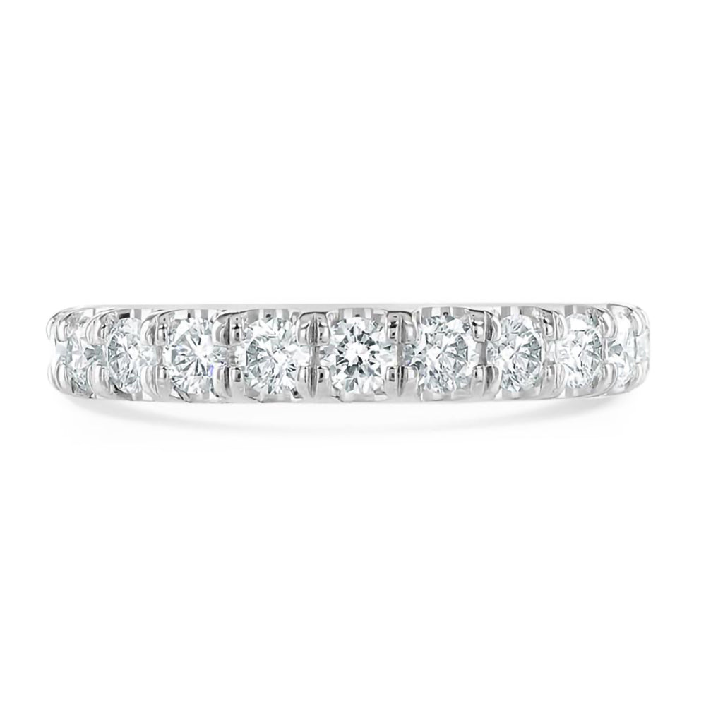 Platinum 1.00ct Round Brilliant Cut Diamond Claw Set Half Eternity Ring