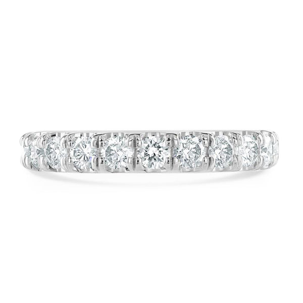 Platinum 1.00ct Round Brilliant Cut Diamond Claw Set Half Eternity Ring