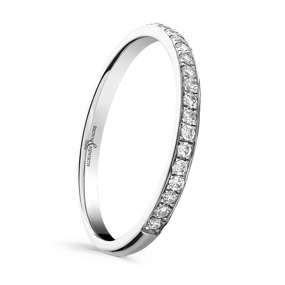 Platinum 0.10ct Round Brilliant Cut Diamond Grain Set Half Eternity Ring