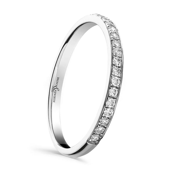 Platinum 0.15ct Round Brilliant Cut Diamond Grain Set Half Eternity Ring