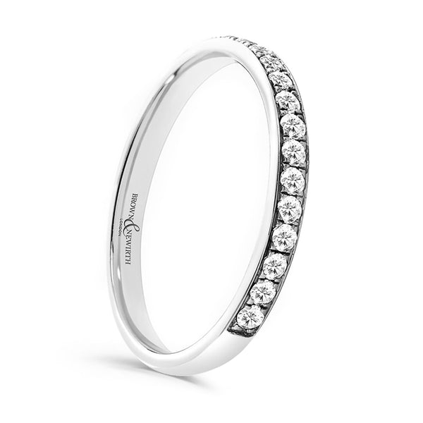 Platinum 0.25ct Round Brilliant Diamond Grain Set Half Eternity Ring