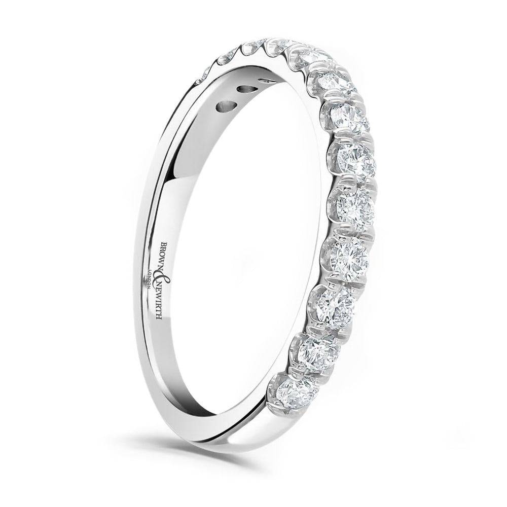 Platinum 0.50ct Round Brilliant Cut Diamond Claw Set Half Eternity Ring