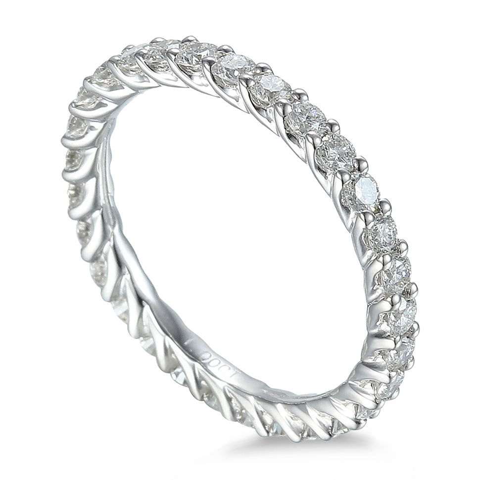 Platinum 1.00ct Round Brilliant Cut Diamond Claw Set Full Eternity Ring