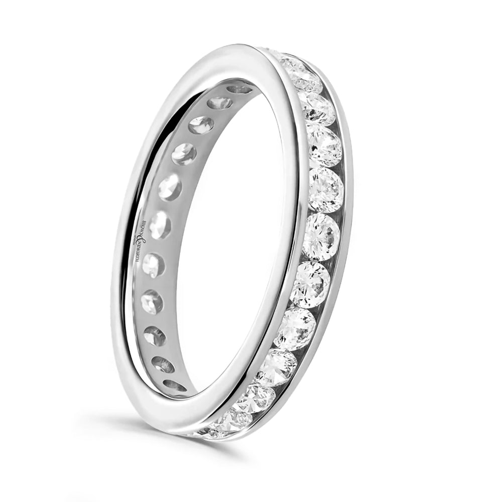 Platinum 1.50ct Round Brilliant Cut Diamond Channel Set Full Eternity Ring