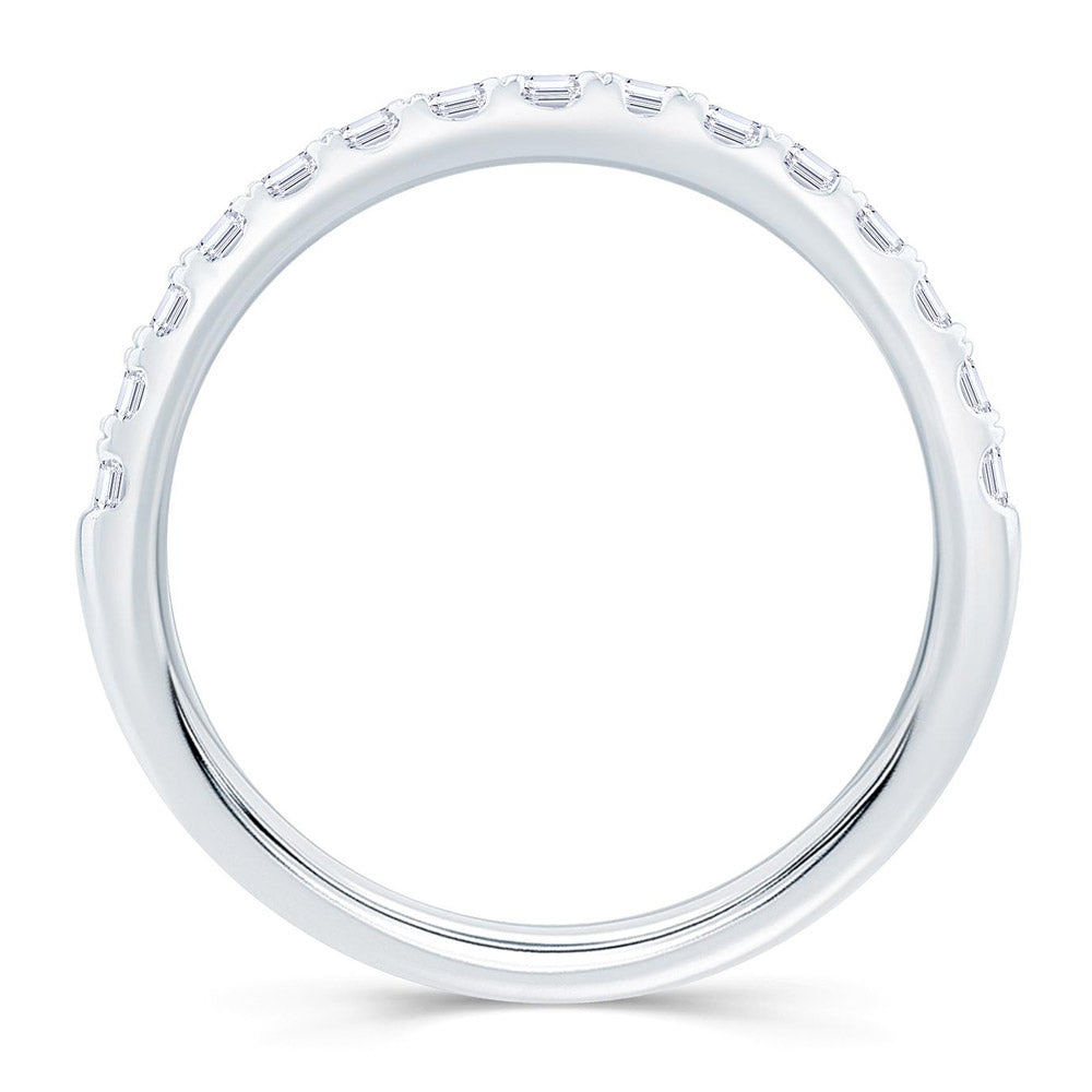 Platinum 0.75ct Emerald Cut Diamond Claw Set Half Eternity Ring