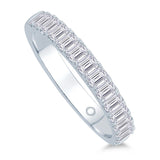Platinum 0.75ct Emerald Cut Diamond Claw Set Half Eternity Ring