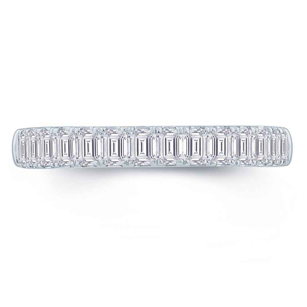 Platinum 0.75ct Emerald Cut Diamond Claw Set Half Eternity Ring