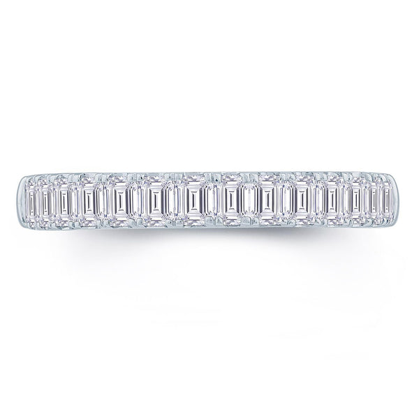 Platinum 0.75ct Emerald Cut Diamond Claw Set Half Eternity Ring