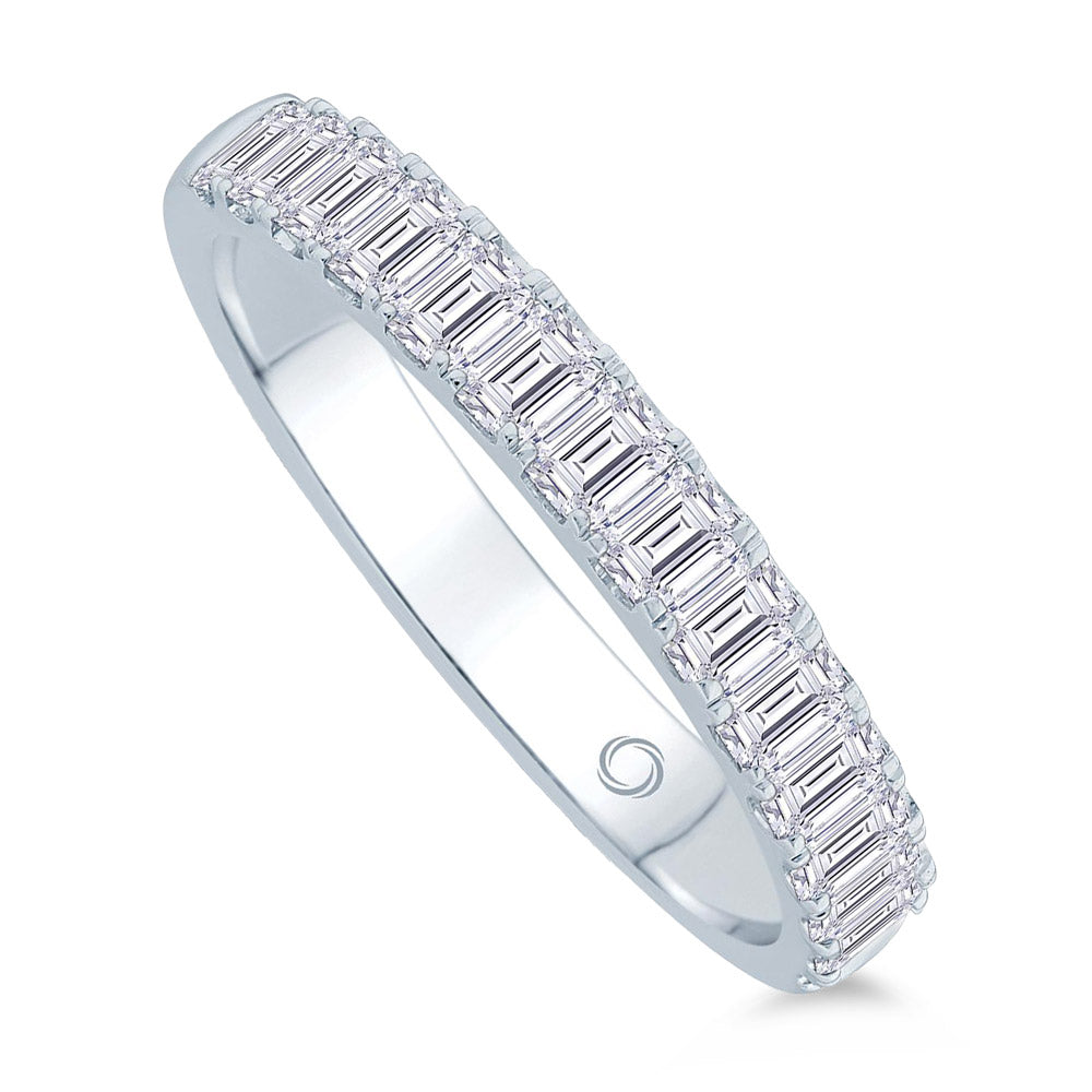 Platinum 1.50ct Emerald Cut Diamond Claw Set Half Eternity Ring