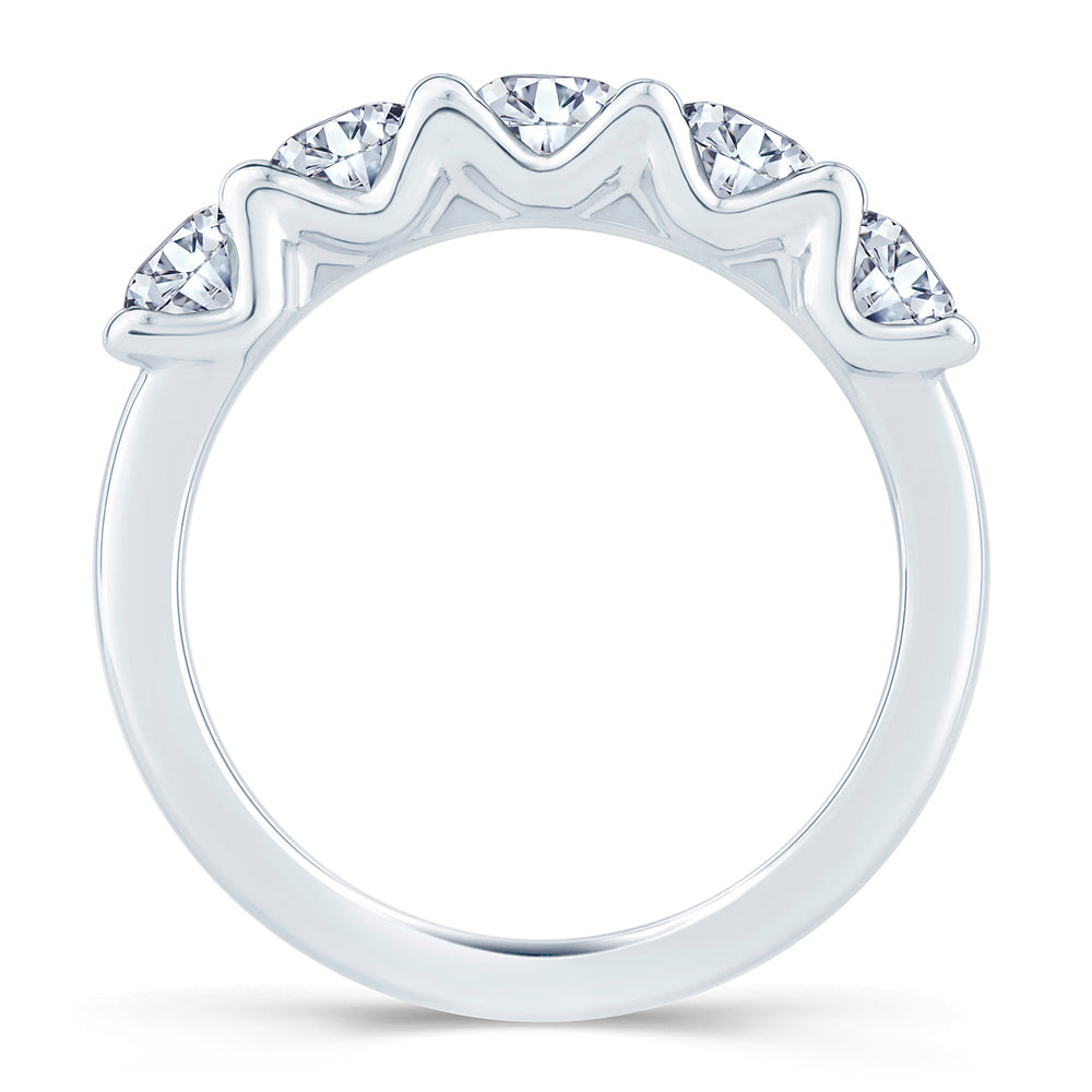 Platinum 0.95ct Oval Cut Diamond Half Eternity Ring