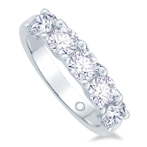 Platinum 0.75ct Round Brilliant Cut Diamond Half Eternity Ring