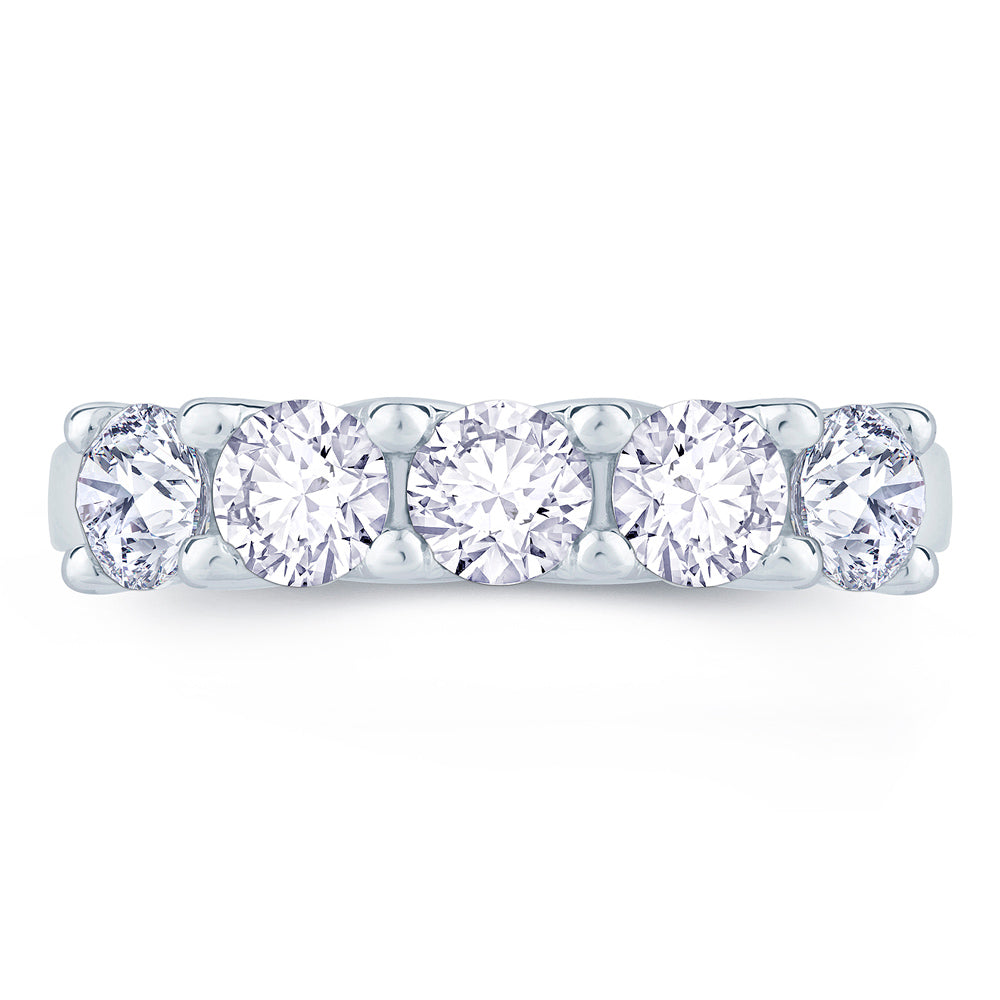 Platinum 1.00ct Round Brilliant Cut Diamond Half Eternity Ring