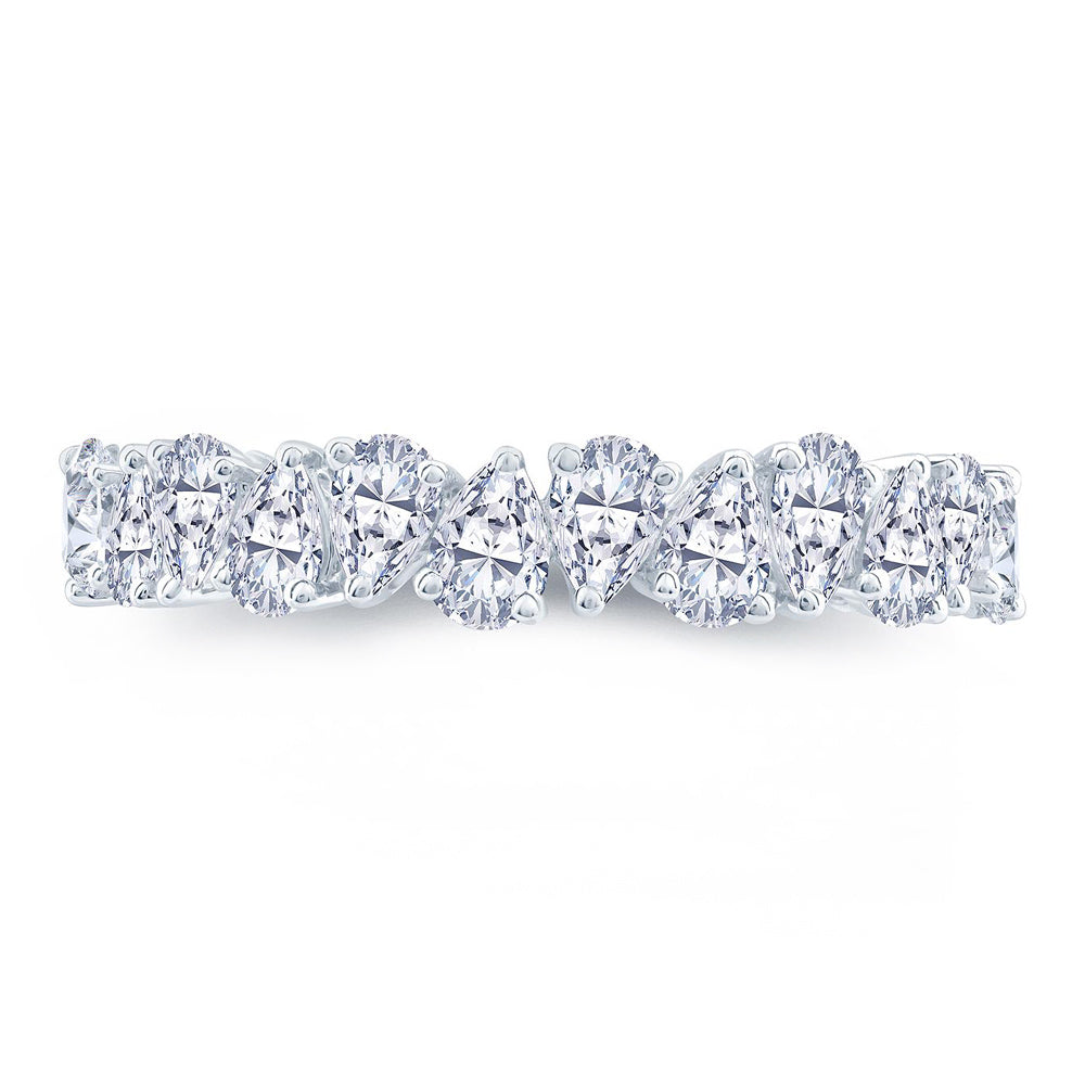 Platinum 1.00ct Pear Cut Diamond Claw Set Half Eternity Ring